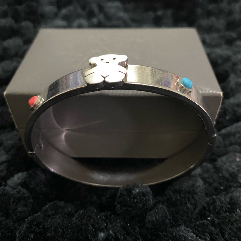 Tous Silver Bracelet with Red and Blue Accents